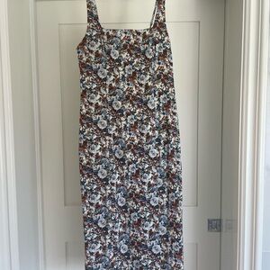Abercrombie & Fitch Blue and Brown Floral Midi Dress